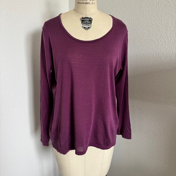 Eileen Fisher Tops - Eileen Fisher | Purple Marled Yarn Silk and Cotton Blend Long Sleeve Tee Size L